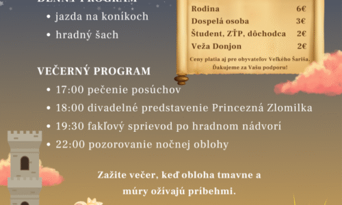 Večerné sprevádzanie pre deti na hrade Šariš Večerné sprevádzanie pre deti na hrade Šariš