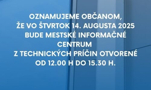 Mesto Dubnica nad Váhom: OZNAM