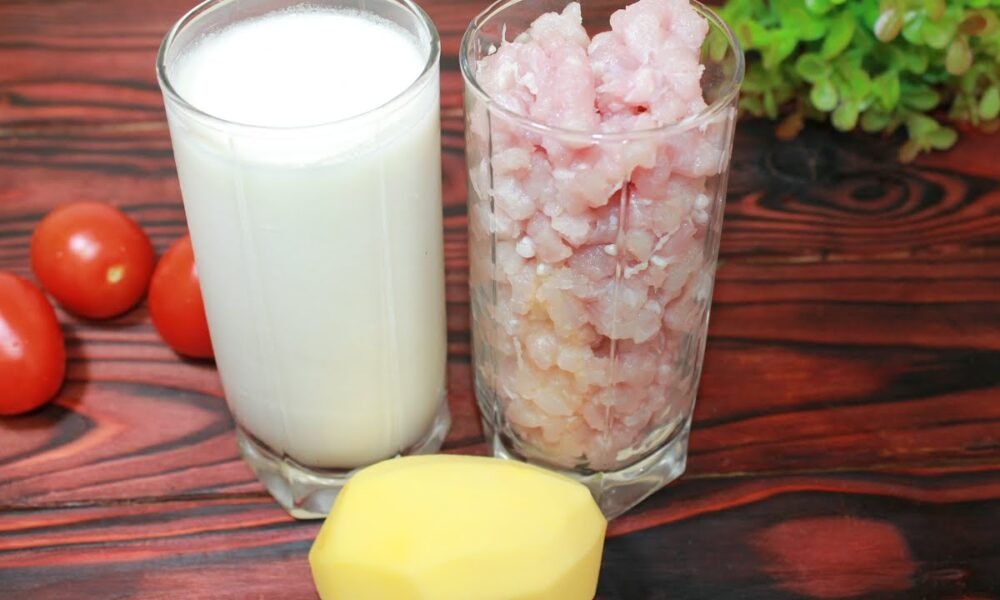 Just one potato, a glass of minced meat and a glass of kefir – it’s very tasty