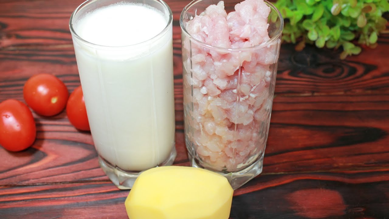 Just one potato, a glass of minced meat and a glass of kefir – it’s very tasty