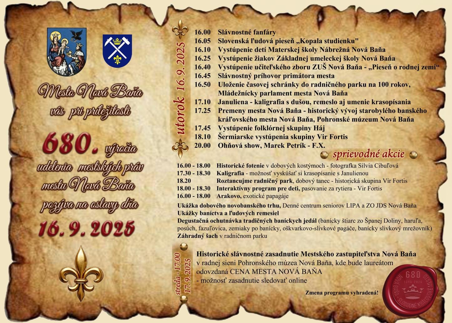 Oslavy 680. výročia udelenia mestských práv
