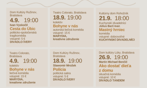 Program ochotníckych divadiel Bratislavského kraja na mesiac september 2025