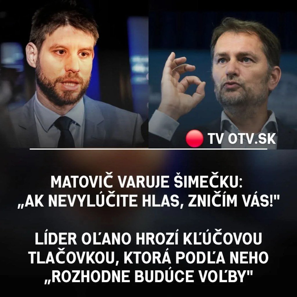 Matovič varuje Šimečku: „Ak nevylúčite Hlas, zničím Vás!“ PS: „Spoluprácu sme už odmietli jednoznačne“