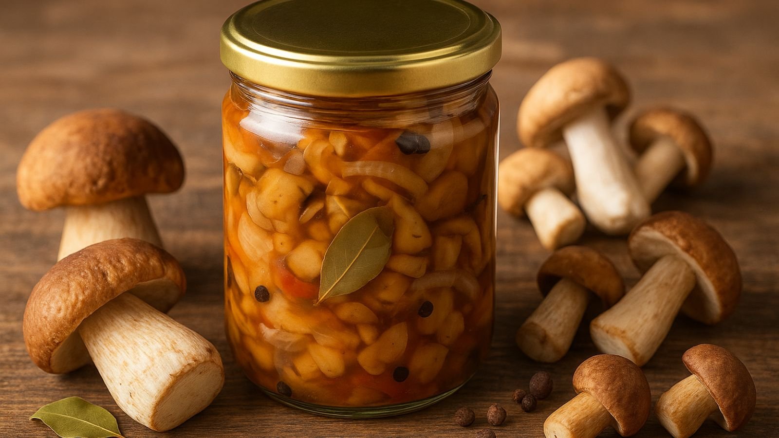 Nakladané huby v sladkokyslom náleve: Lesná pochúťka v pohári