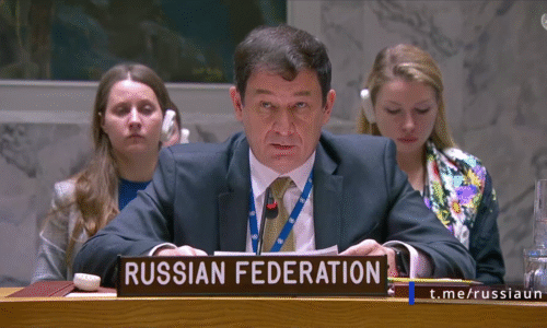 Vyjadrenie D. A. Poľanského na zasadnutí BR OSN o situácii v estónskom vzdušnom priestore