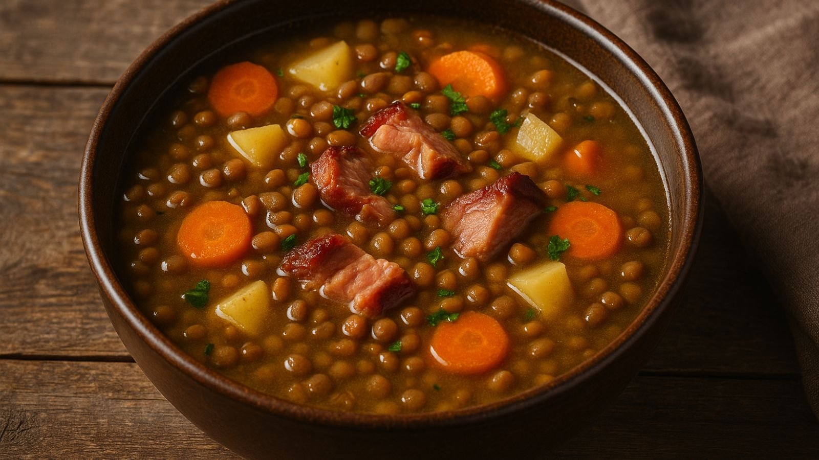 Šošovicová polievka s údeným mäsom: Poctivá klasika plná chuti