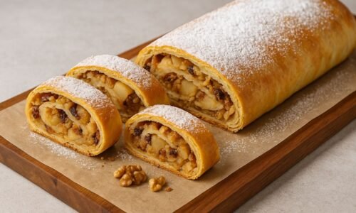 Štrúdľa s hruškami a orechmi z lístkového cesta: Voňavý jesenný dezert Štrúdľa s hruškami a orechmi z lístkového cesta: Voňavý jesenný dezert