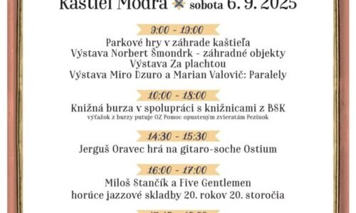 Literárne oberačky prinesú do Kaštieľa Modra umenie, knihy aj swing Literárne oberačky prinesú do Kaštieľa Modra umenie, knihy aj swing