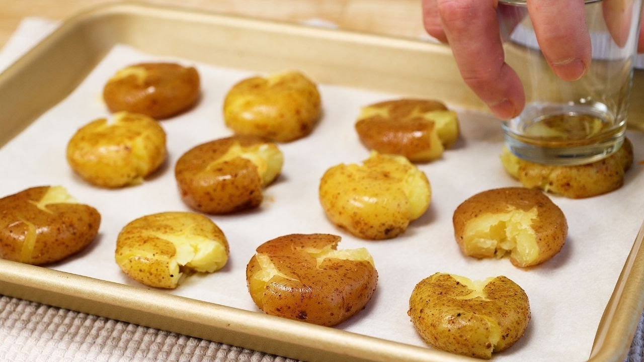 No frying! Just use a glass to mash potatoes and the results will be amazing