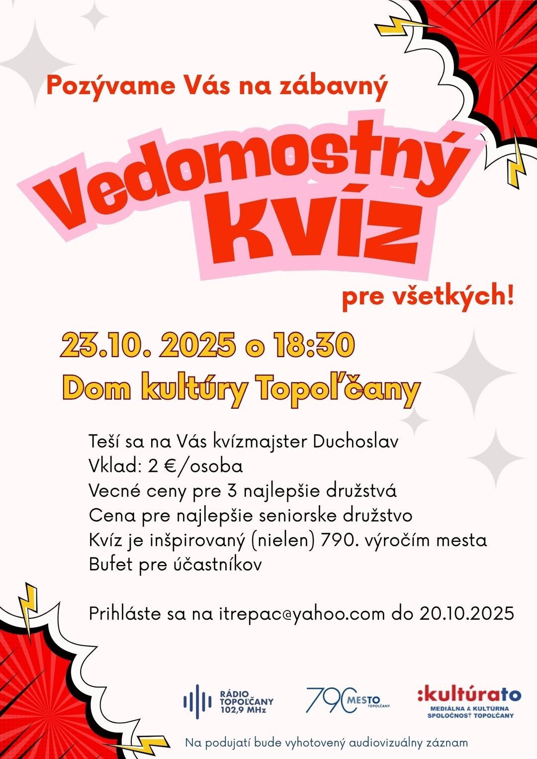 Kultúra Topoľčany: Máte chuť si zasúťažiť? Poďte na KVÍZ!