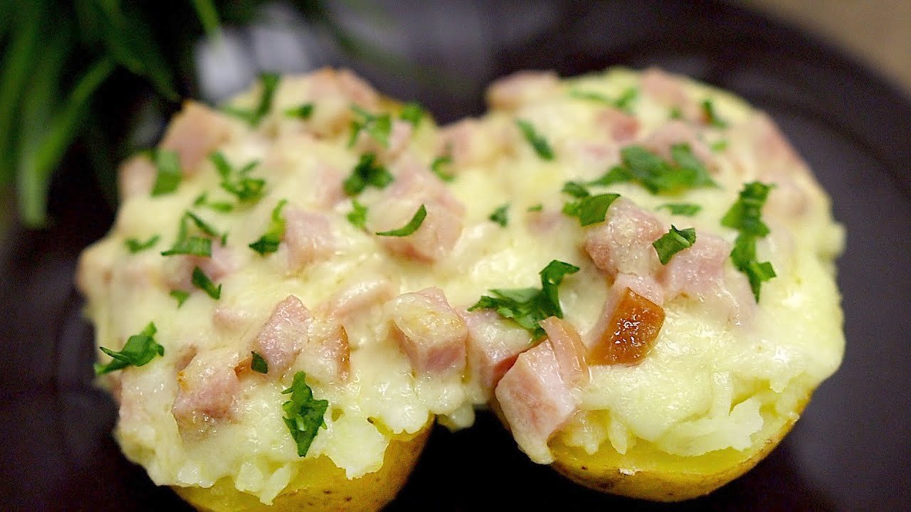 Sehr lecker! Einfaches Rezept für Ofenkartoffeln mit Schinken!