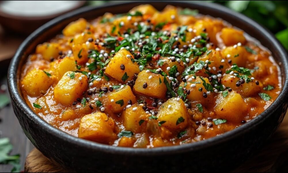 🥔 Spicy Potatoes in Tomato and Pepper Sauce (Vegan, Creamy & Hearty)