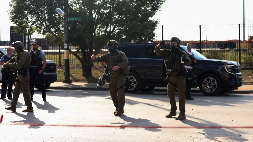 A woman was shot by federal immigration authorities in Chicago on Saturday. She was hospitalized in “fair condition,” according to a local news outlet.