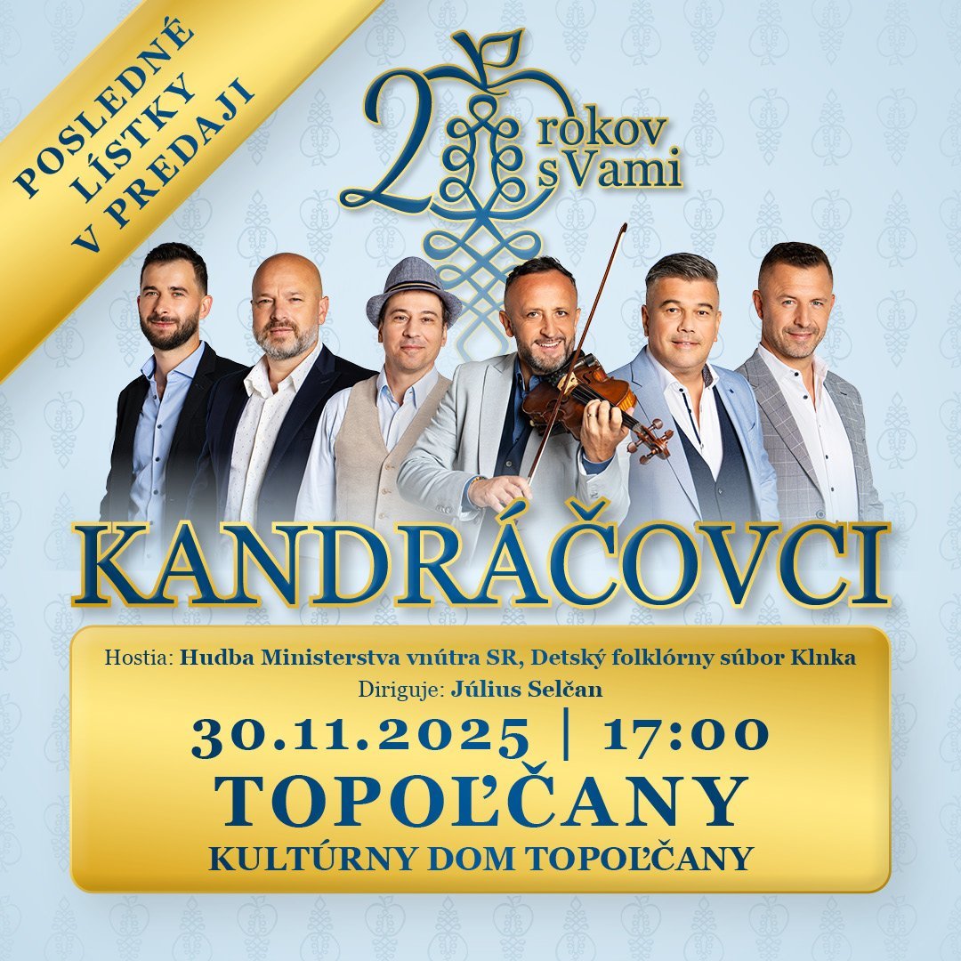 Kultúra Topoľčany: Štartujeme už v nedeľu v TopoľčanochV predaji je už len zopár lístkov