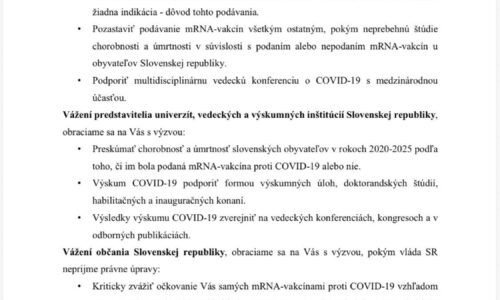 VIDEO: Očkovať alebo neočkovať mRNA vakcínami proti Covid-19? Profesori Viliam Fischer a Štefan Hrušovský adresovali vláde, predstaviteľom univerzít, vedeckých a výskumných inštitúcií na Slovensku, ale aj občanom vážnu výzvu