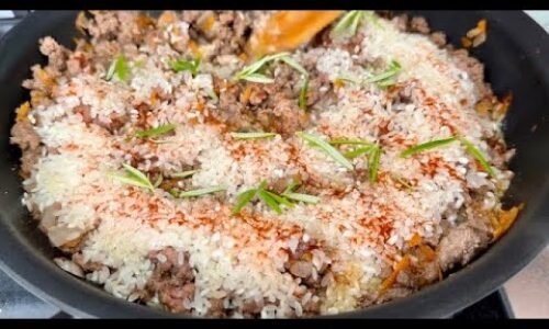 Wenn es Reis und Hackfleisch gibt, koche ich das Abendessen. Köstlich für die ganze Familie