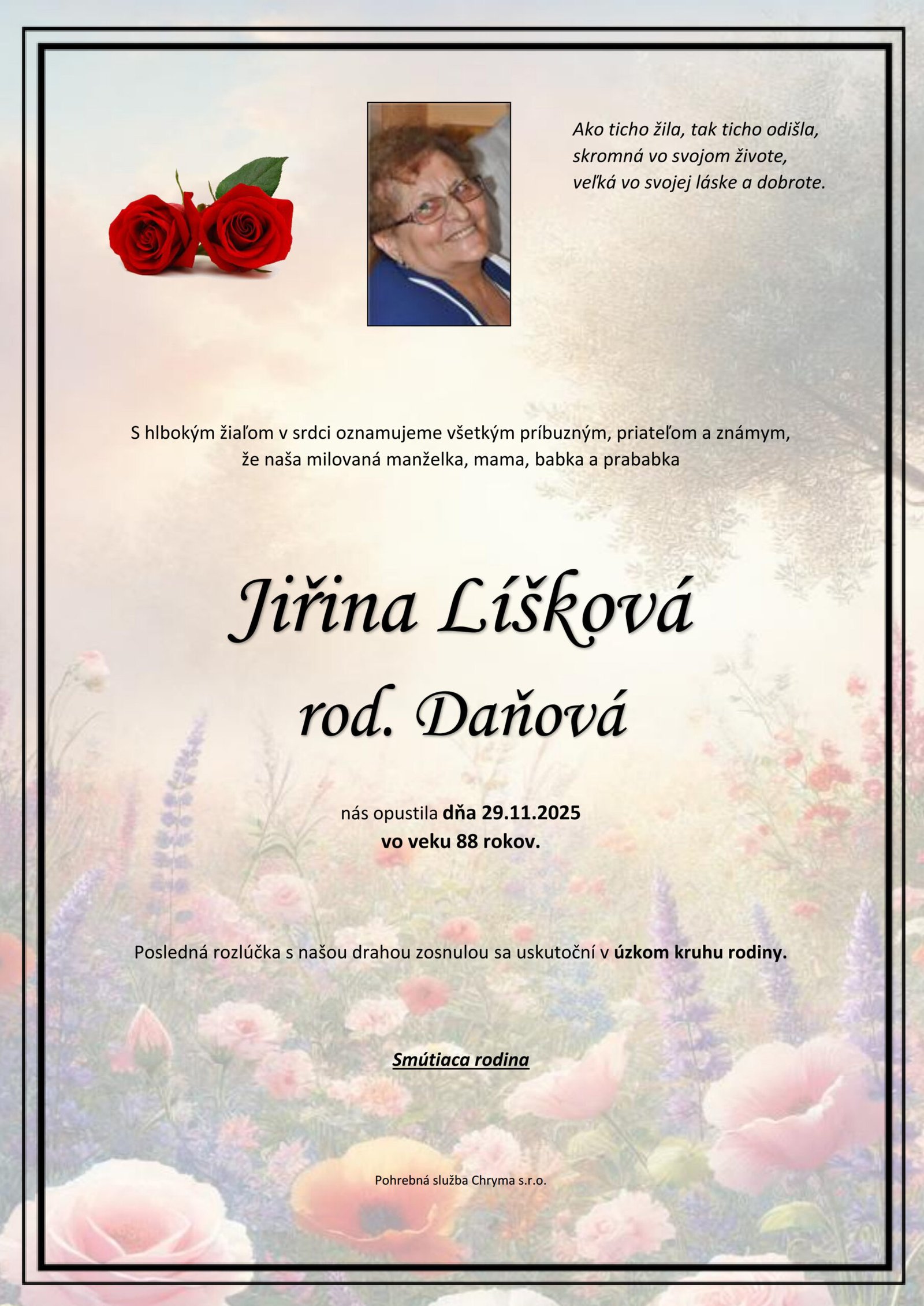 Jiřina Lišková rod. Daňová