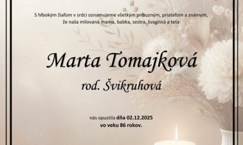 Marta tomajková rod. švikruhová