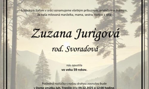 Zuzana jurigová rod. svoradová