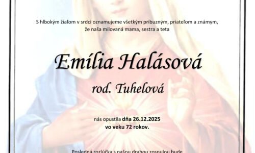 Emília Halásová rod. Tuhelová