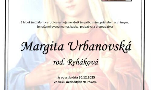 Margita Urbanovská rod. Reháková